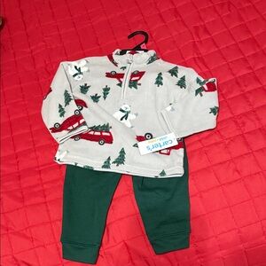 Carter's Holiday Fleece Set with Red and Green